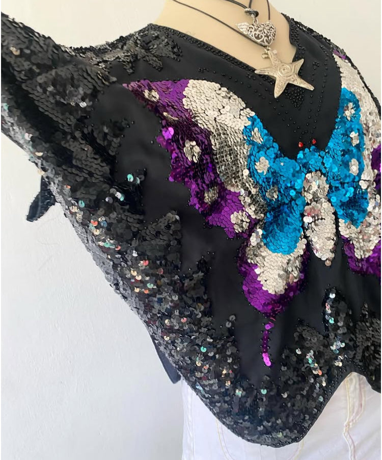 Sequin butterfly top-Size M