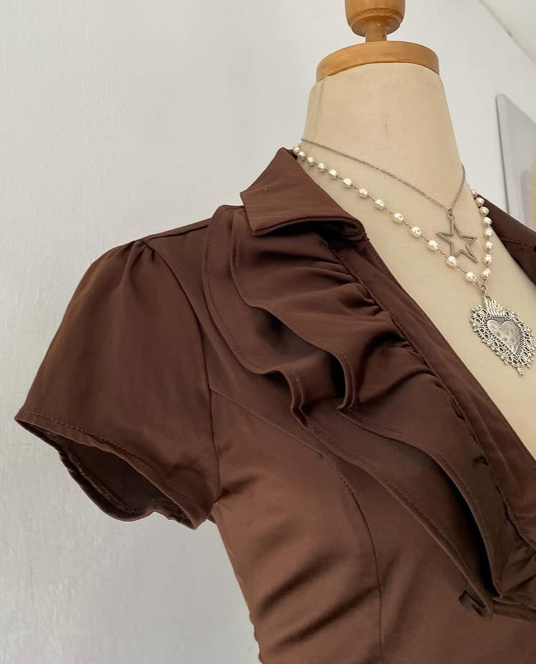 brown siren office blouse