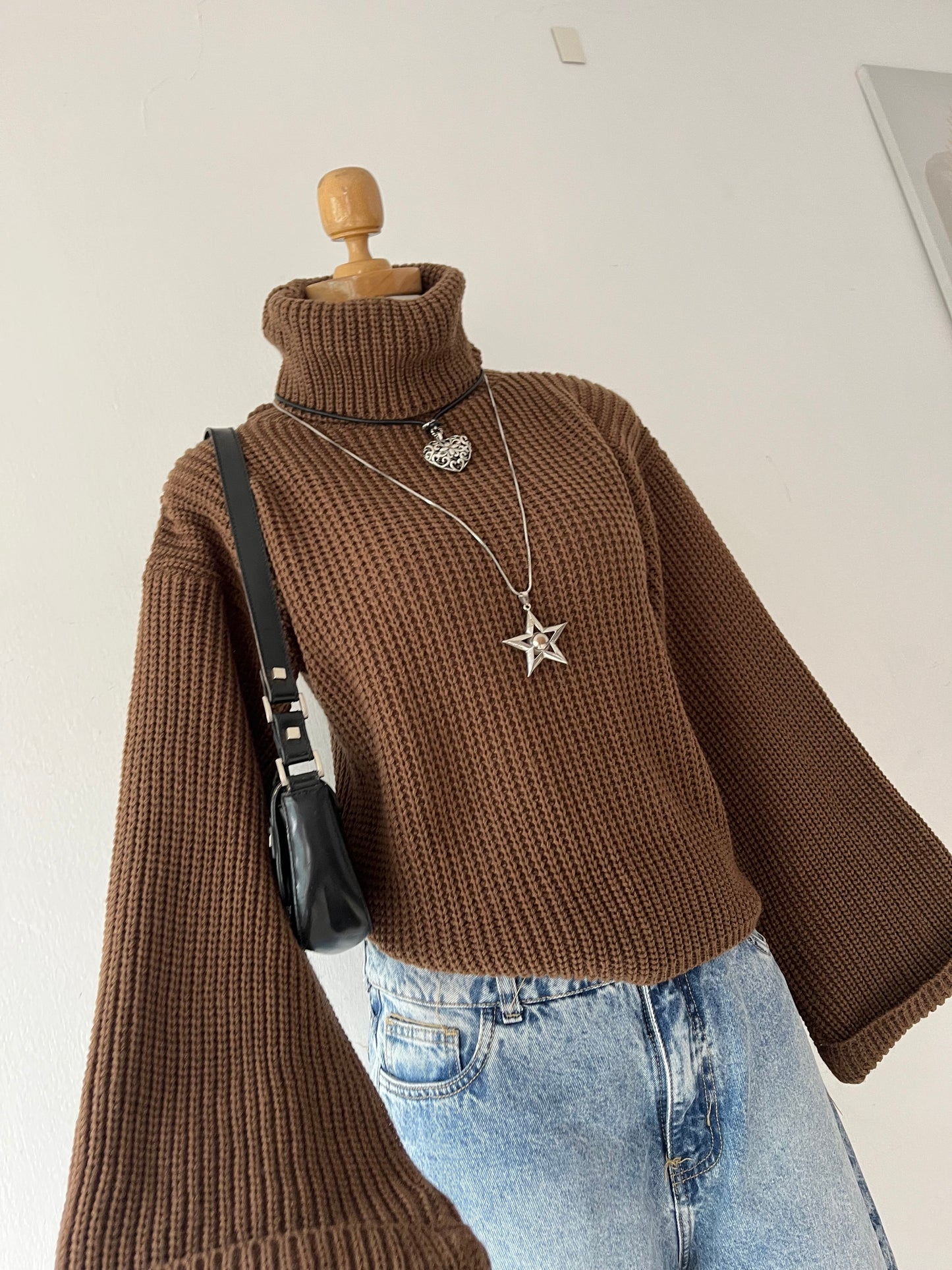 Turtleneck sweater with wide sleeves