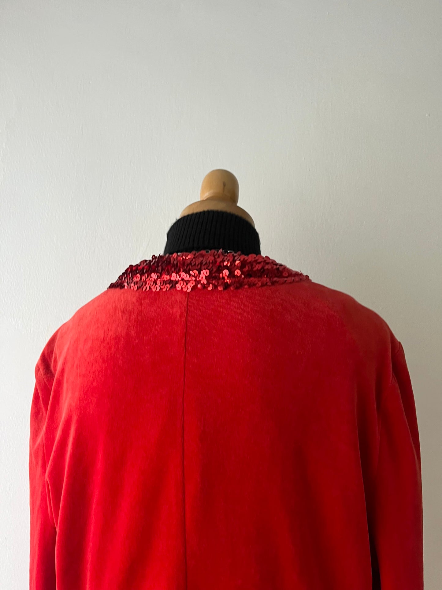 Red cardigan with sequins