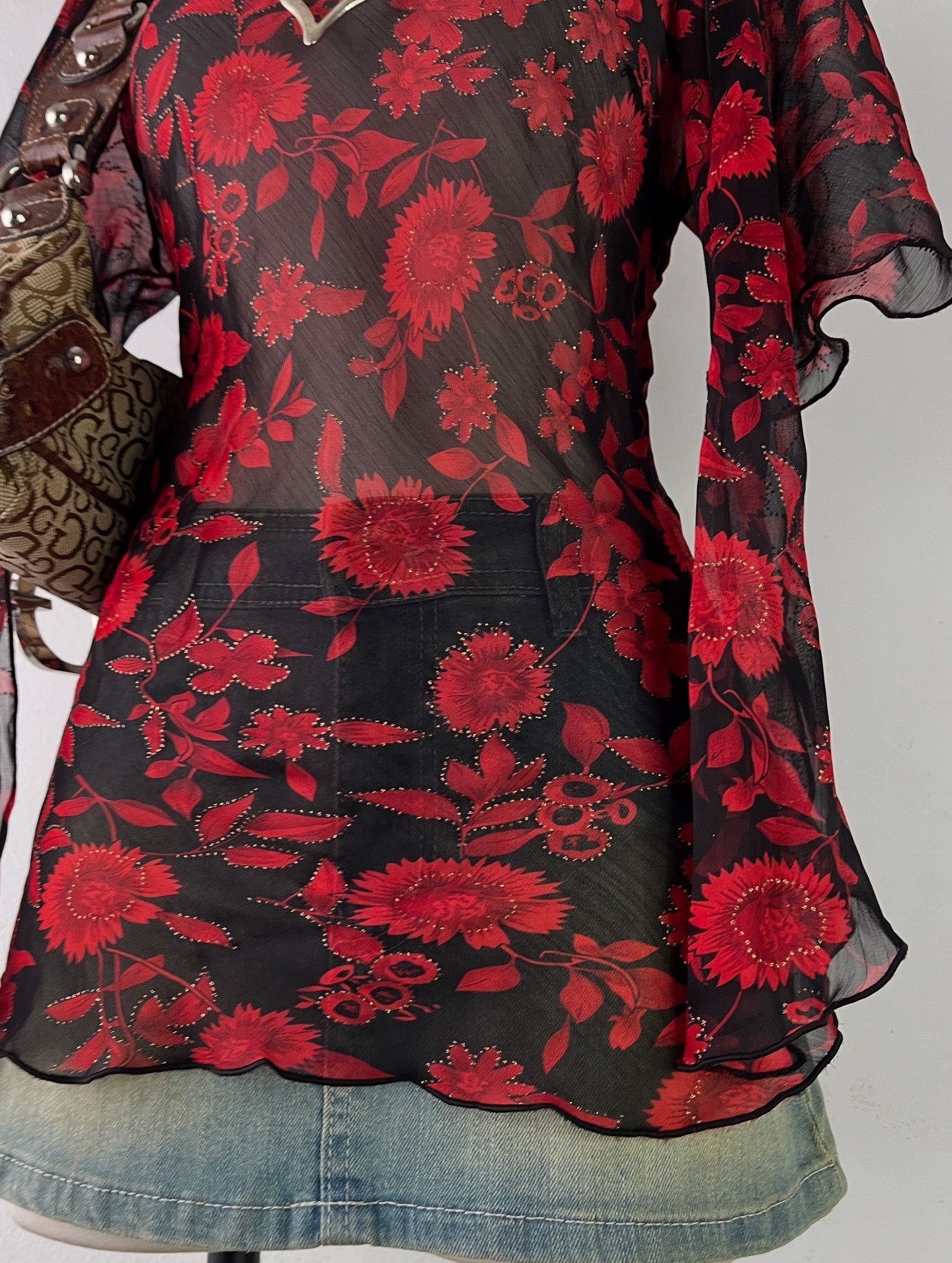 Floral blouse with hanging bows