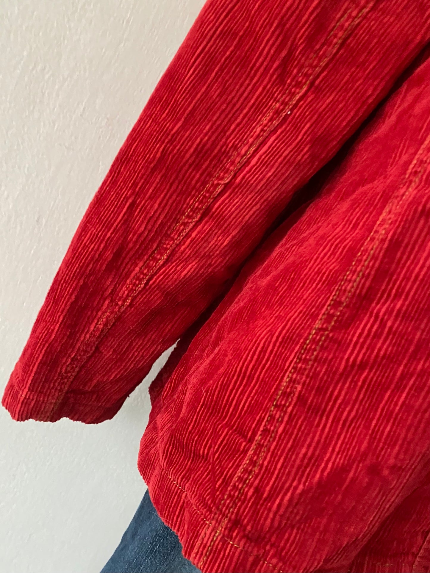 Red corduroy jacket with warm lining