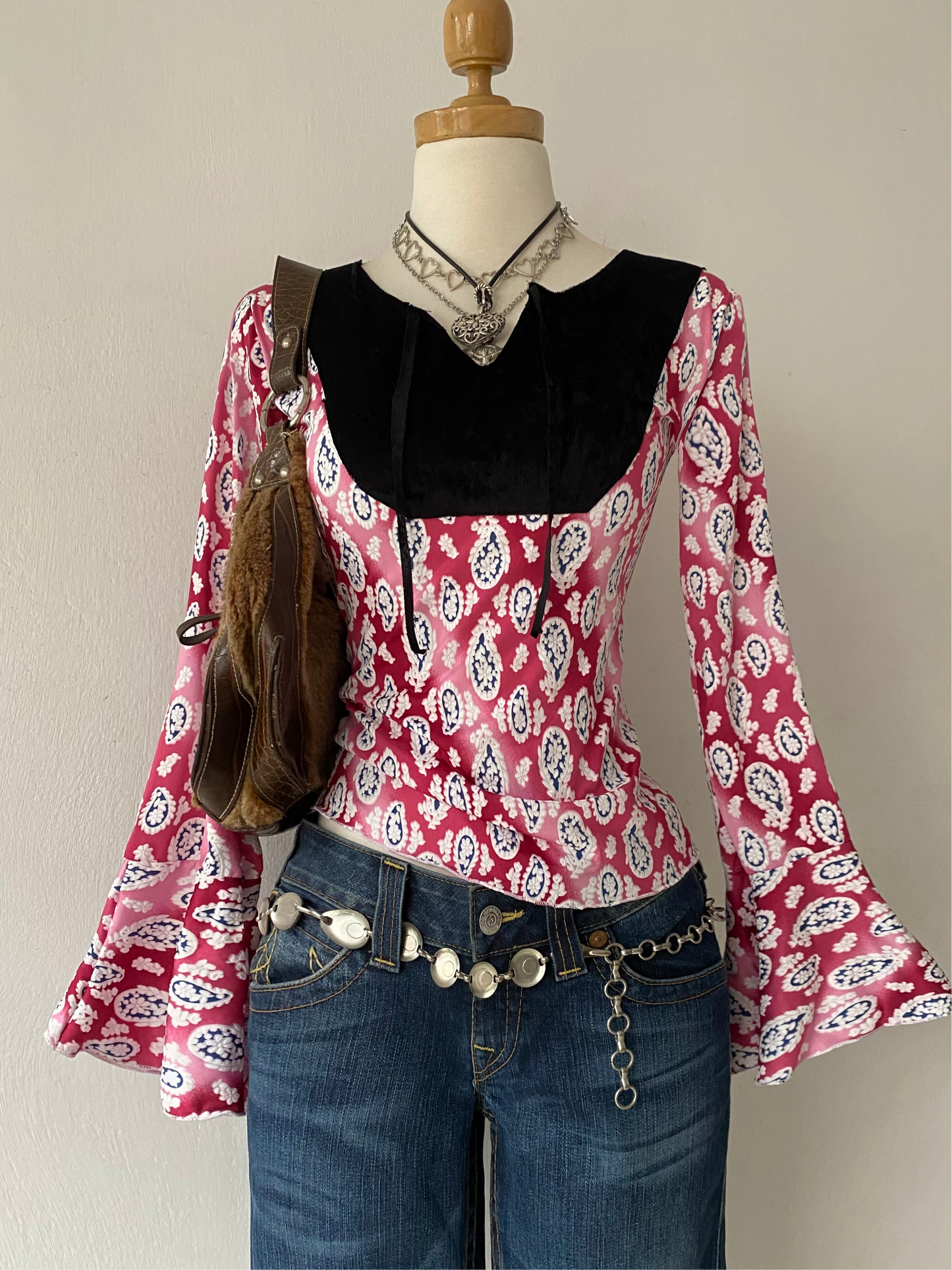 Bohemian flared sleeve top