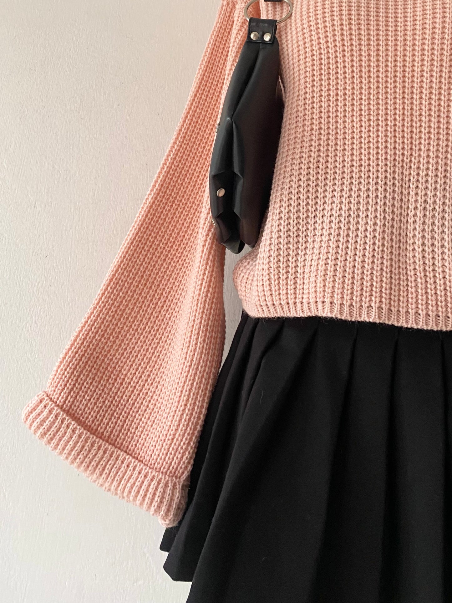 High-neck sweater with wide sleeves