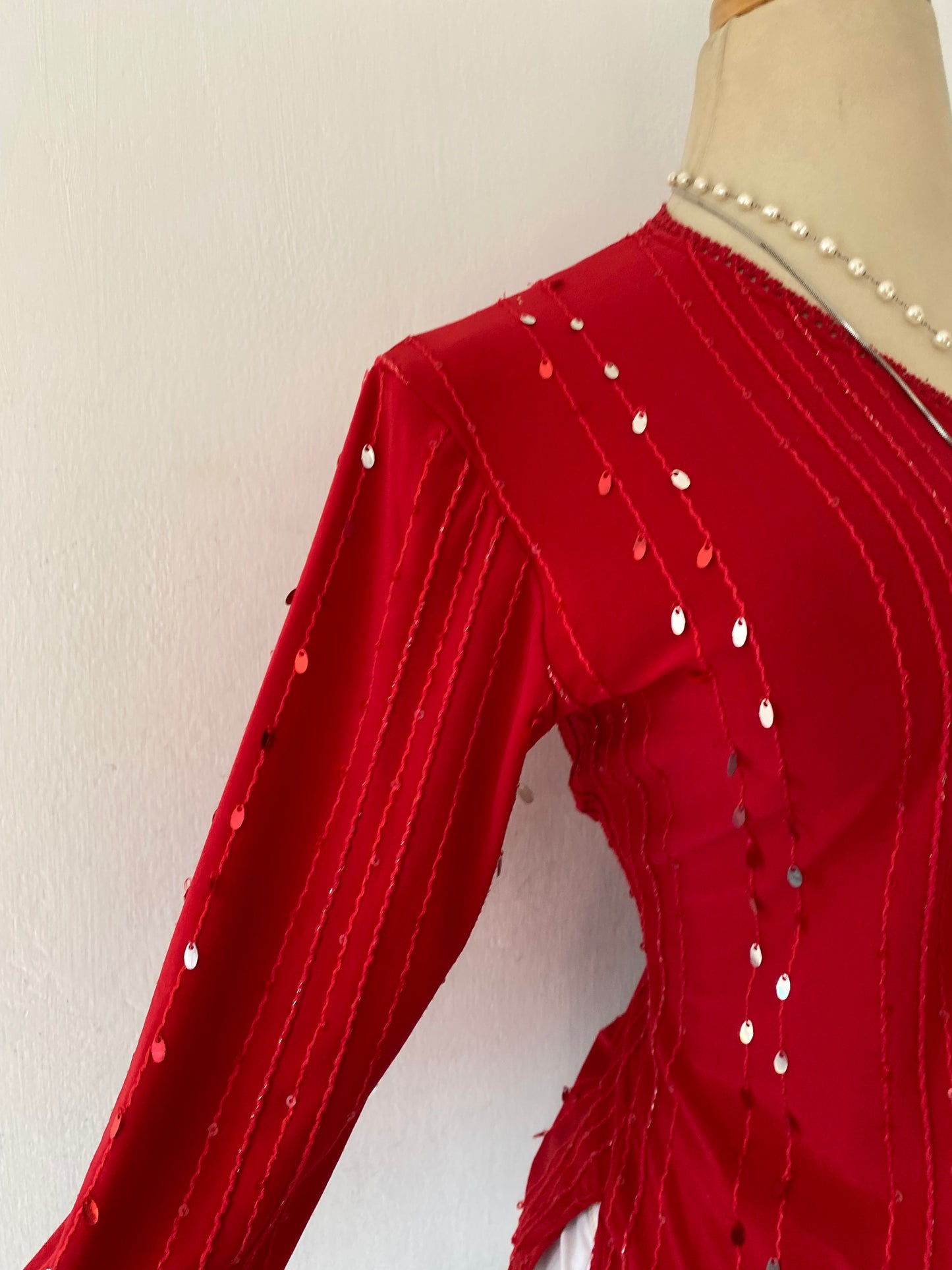 Red top with sequins