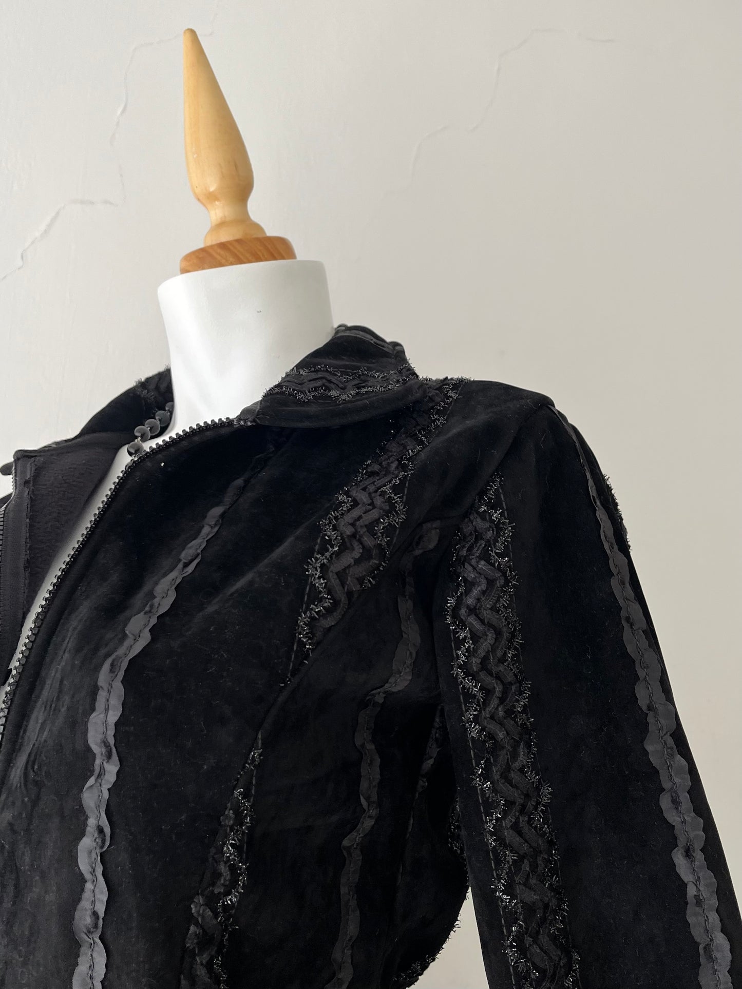 Black jacket with embroidered designs