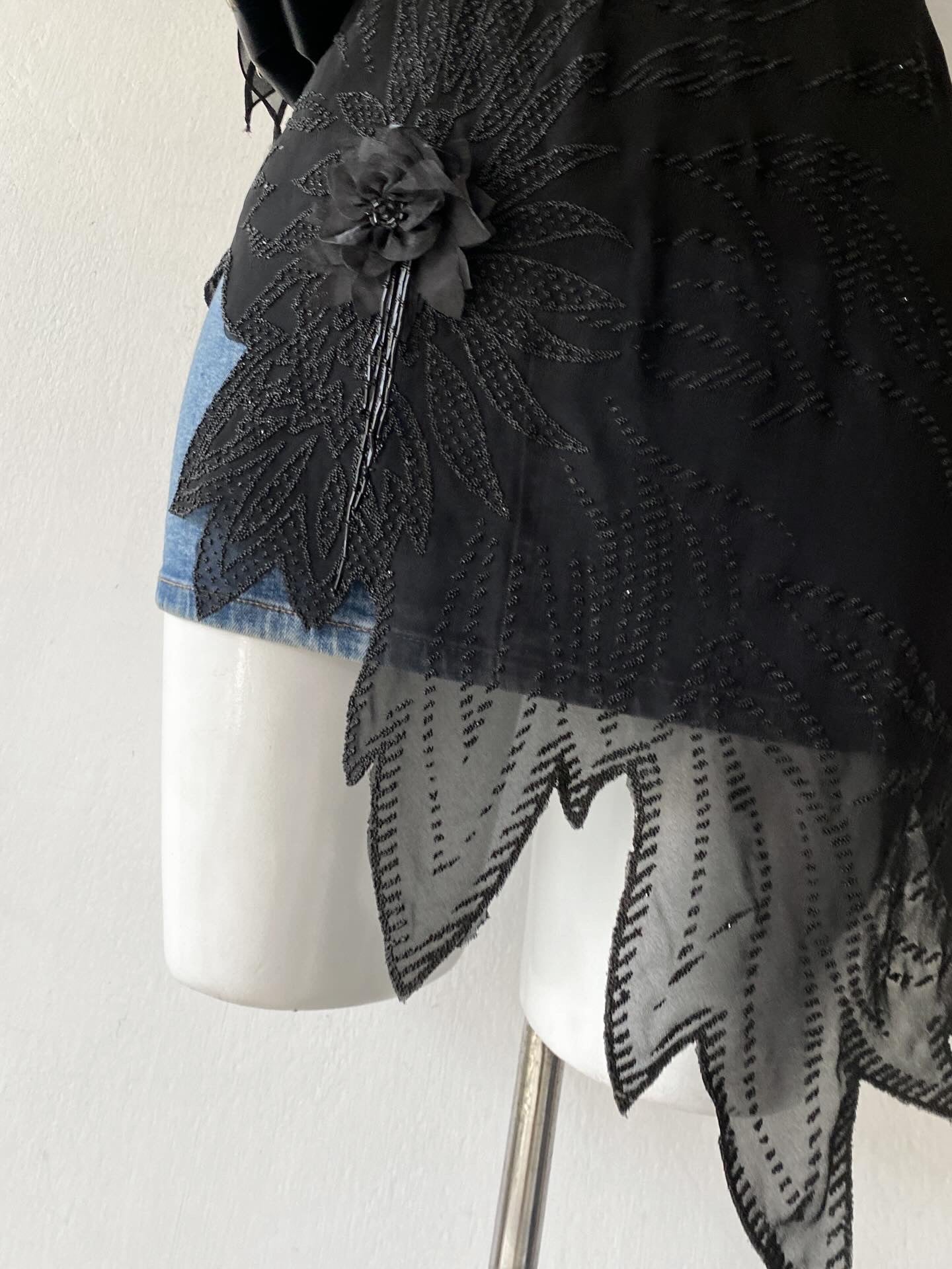 Black asymmetrical fairy top