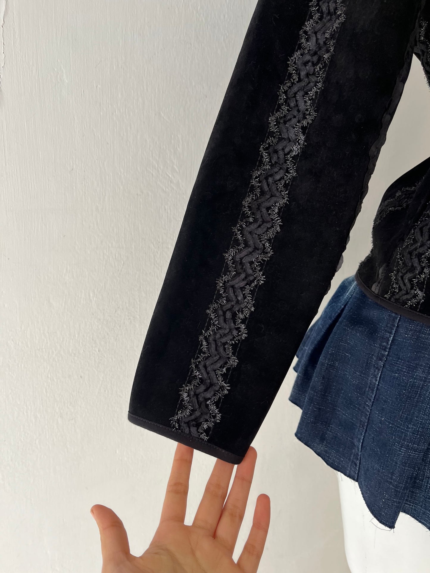 Black jacket with embroidered designs