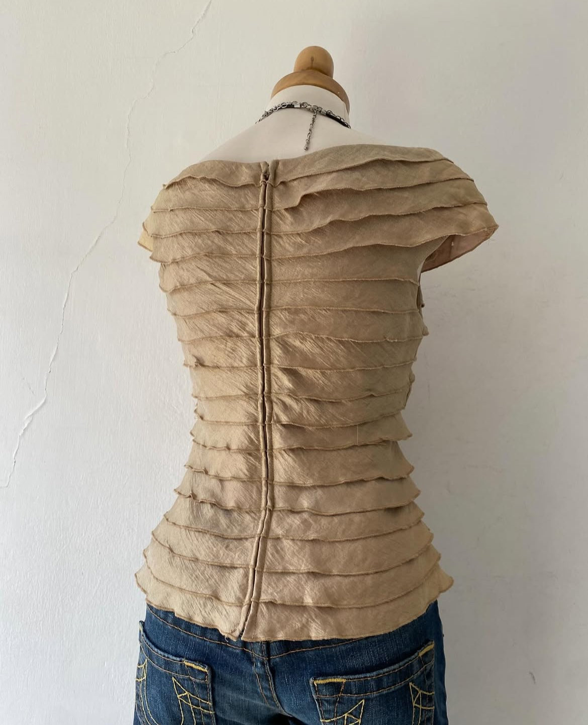 Beige layered top-Size S