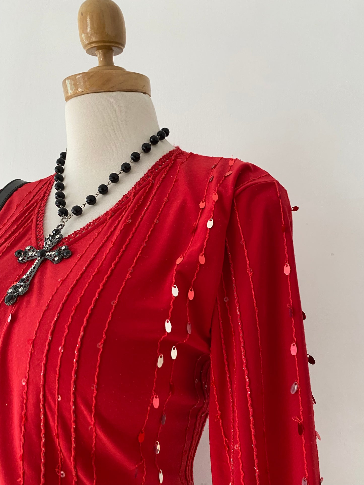 Red top with sequins