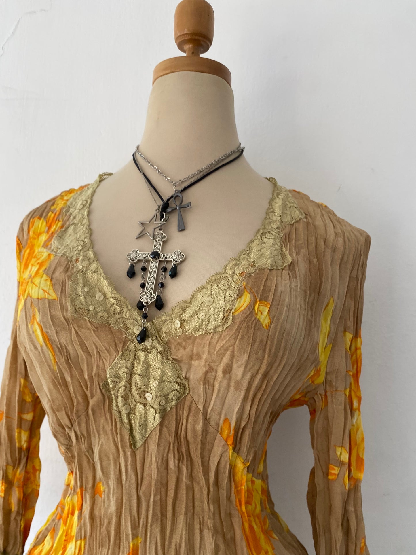 Beige floral blouse