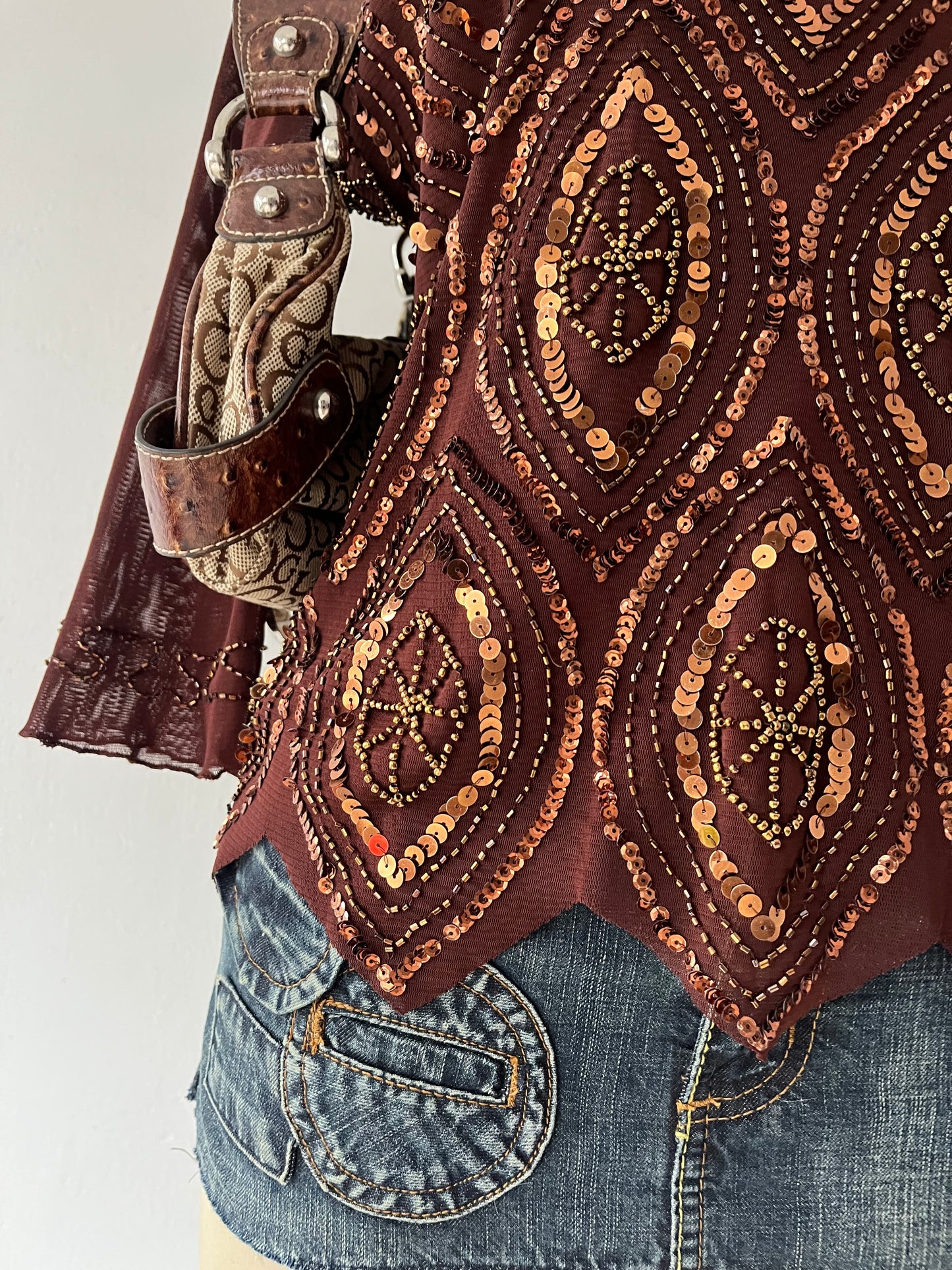 Brown sequin top