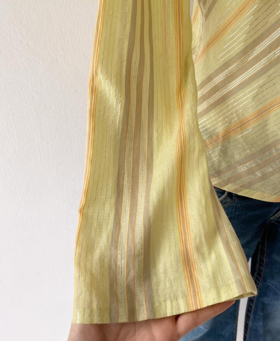 Striped bell-sleeved top