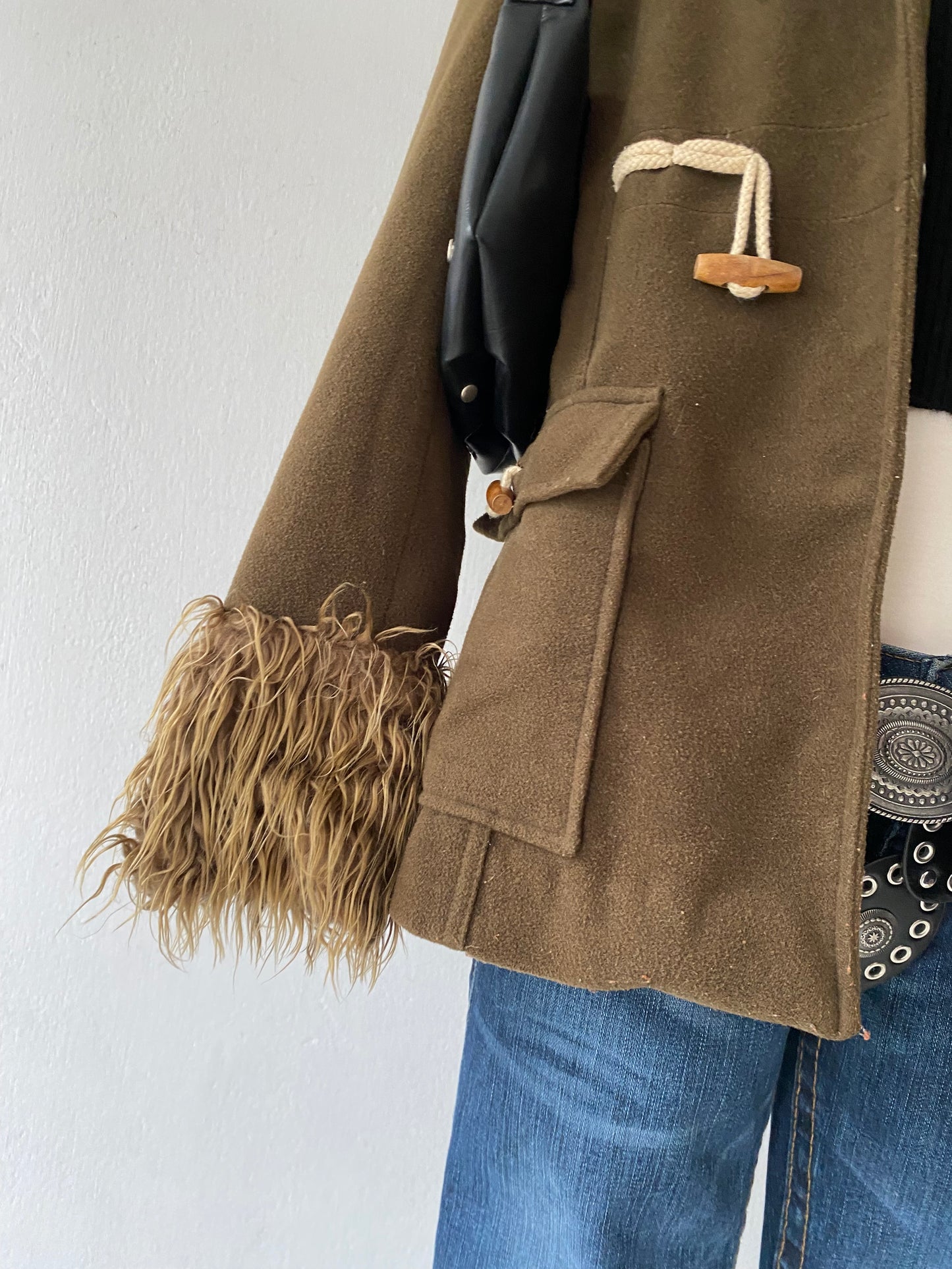 Jacket with lamb on sleeves and hood