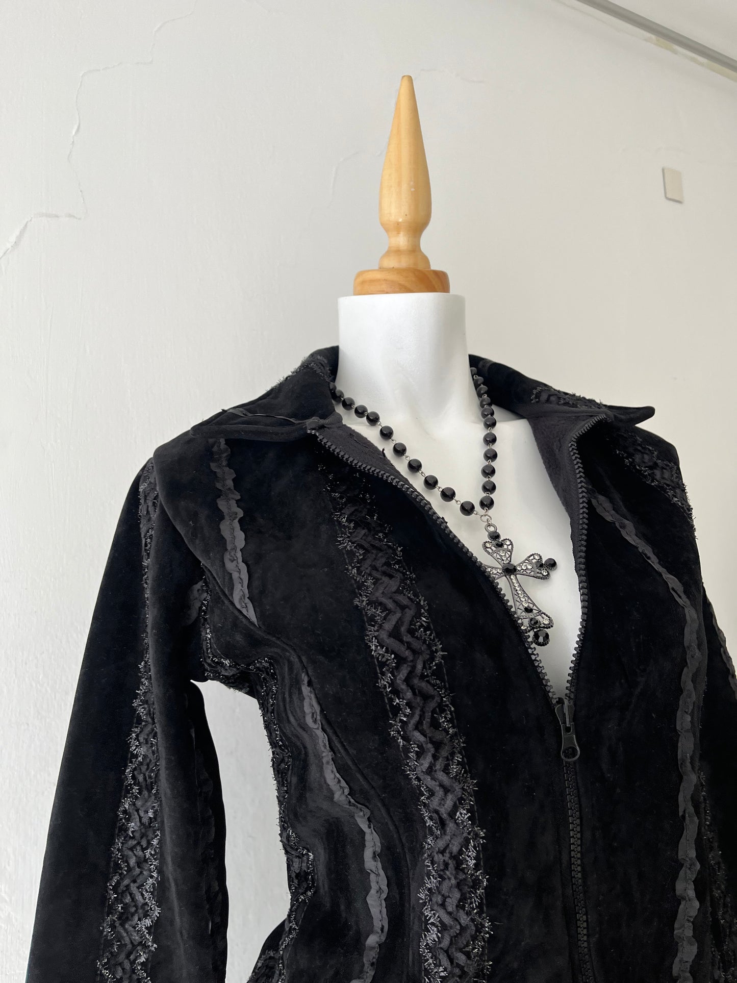 Black jacket with embroidered designs
