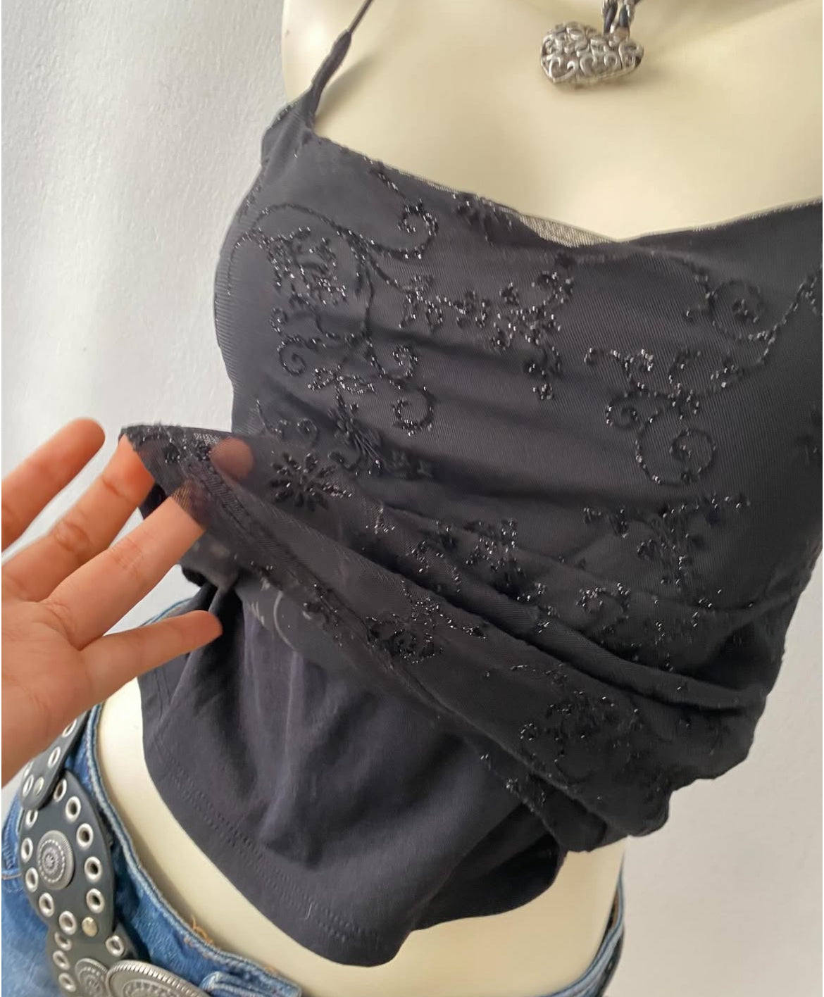 Black top with glitter