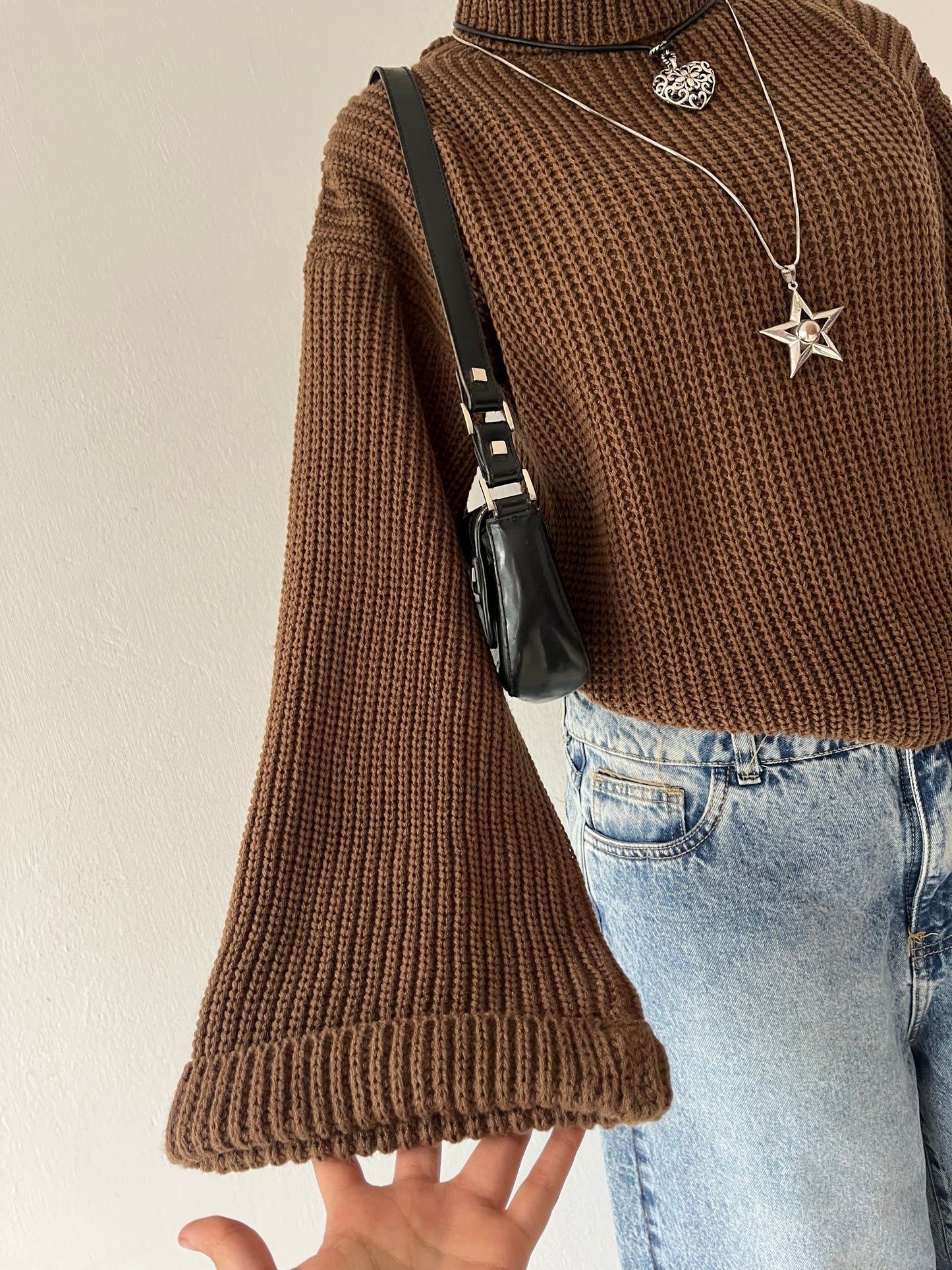 Turtleneck sweater with wide sleeves