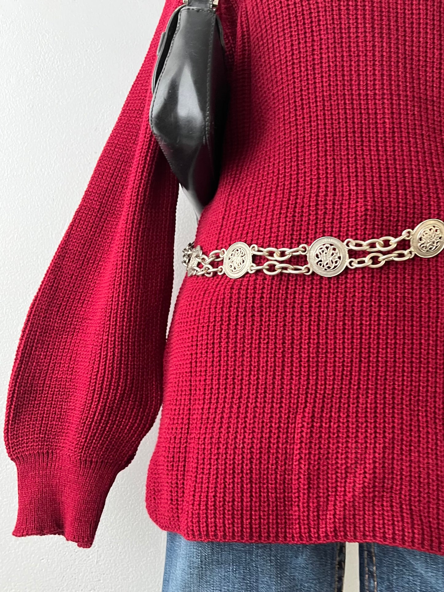 Burgundy off-the-shoulder sweater