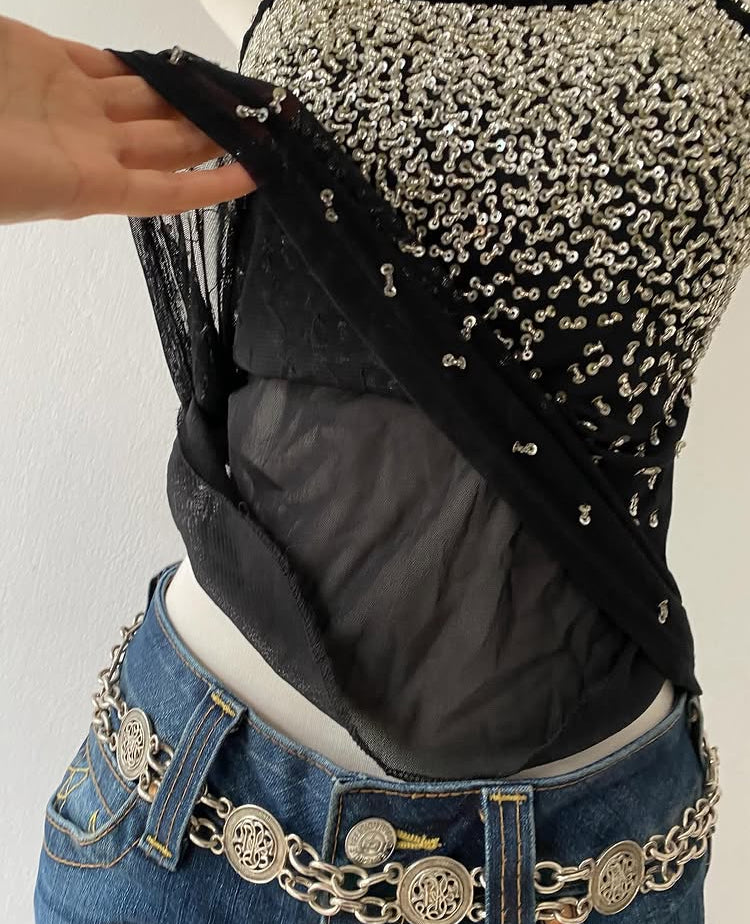 Top bordado lentejuelas