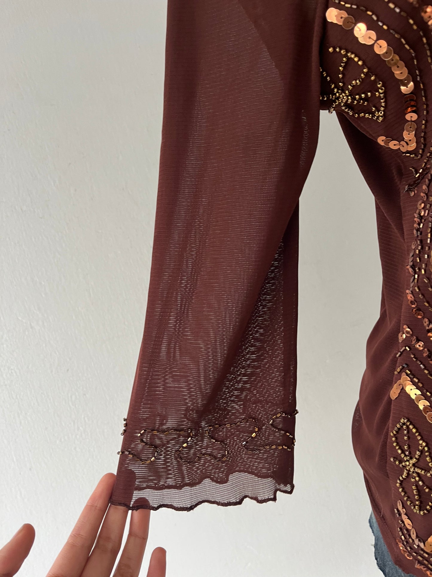 Brown sequin top