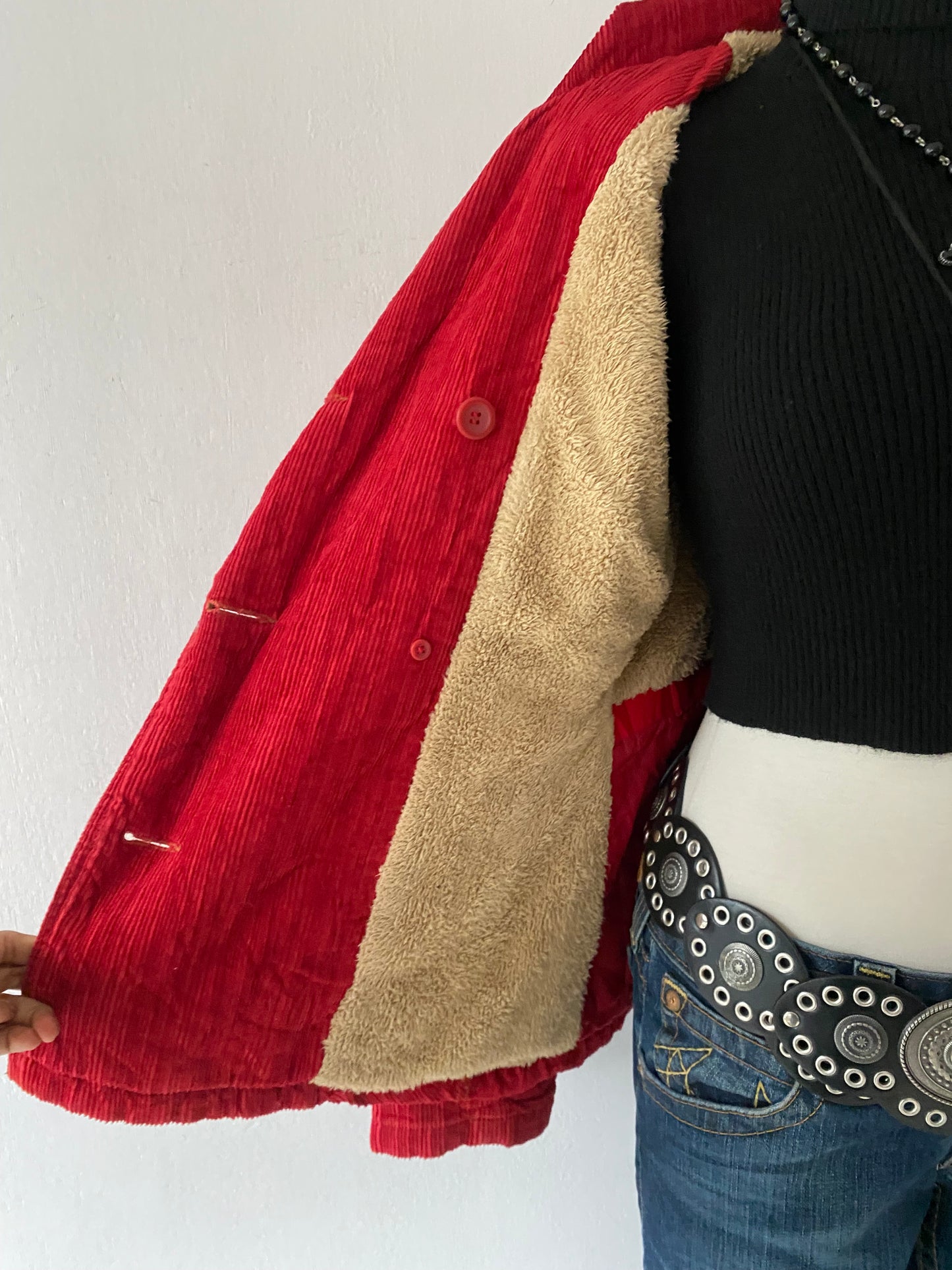 Red corduroy jacket with warm lining