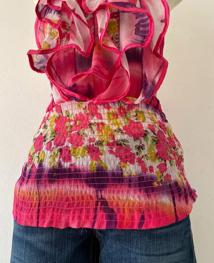 Floral ruffle top