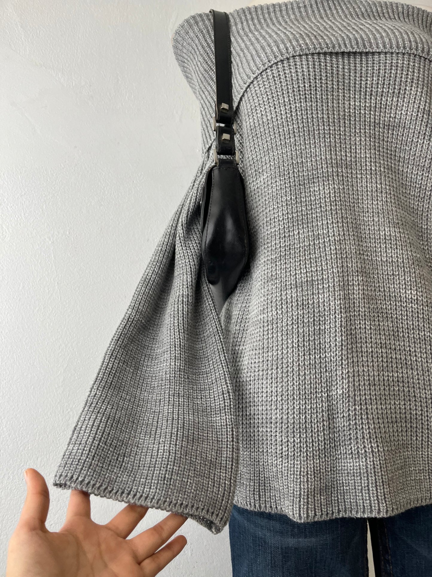 Off shoulder sweater with flared sleeves