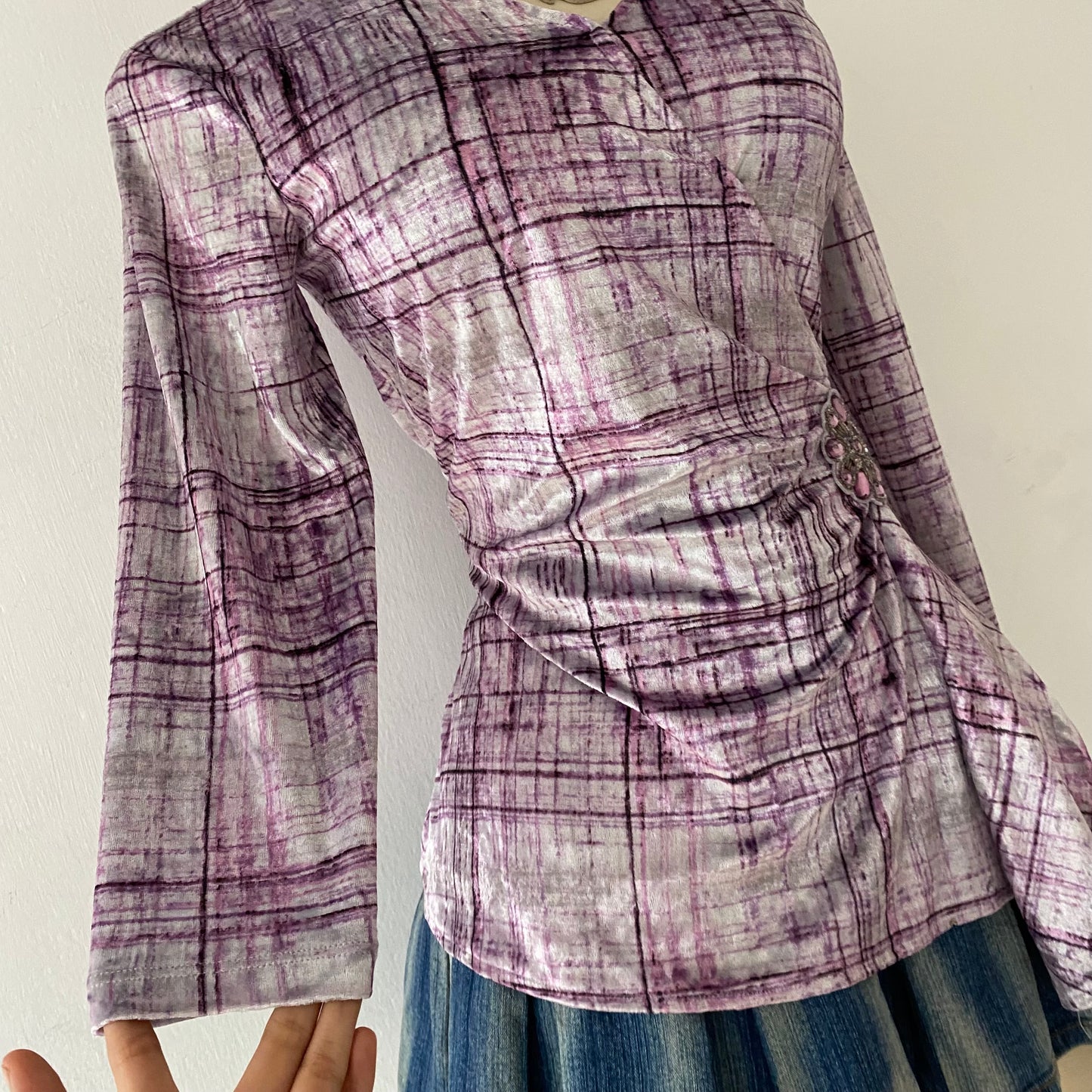Velvet wrap top