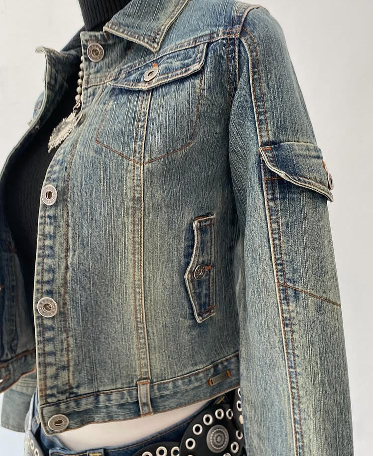 Focused cargo waist jean jacket