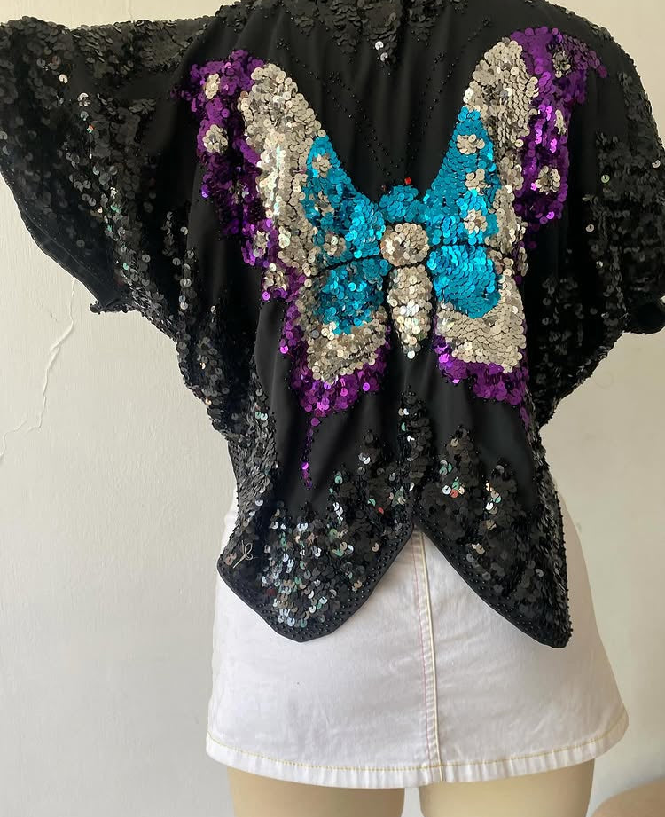Sequin butterfly top-Size M