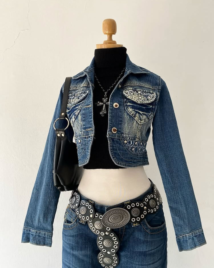 Focused waist jean jacket