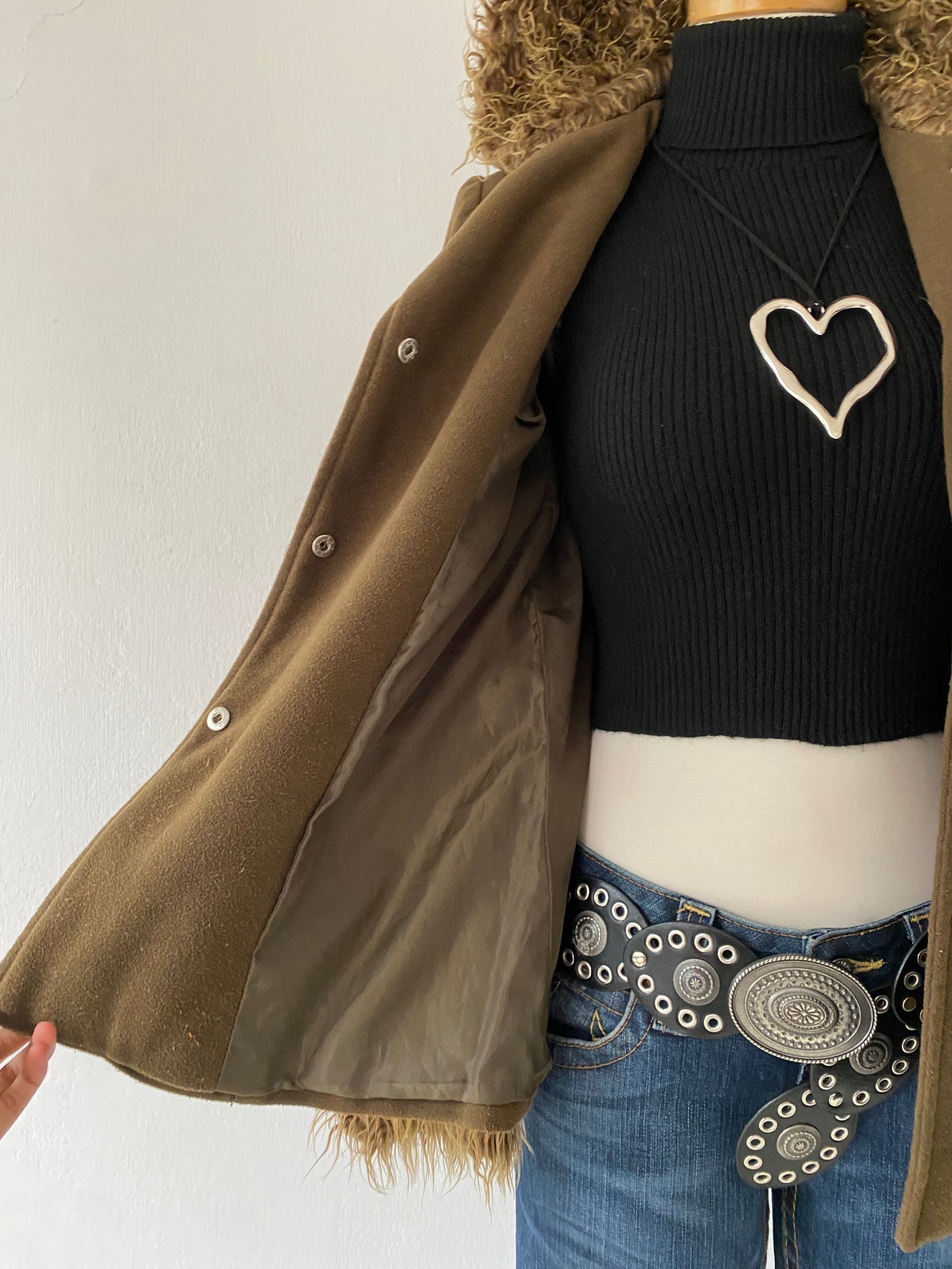 Jacket with lamb on sleeves and hood