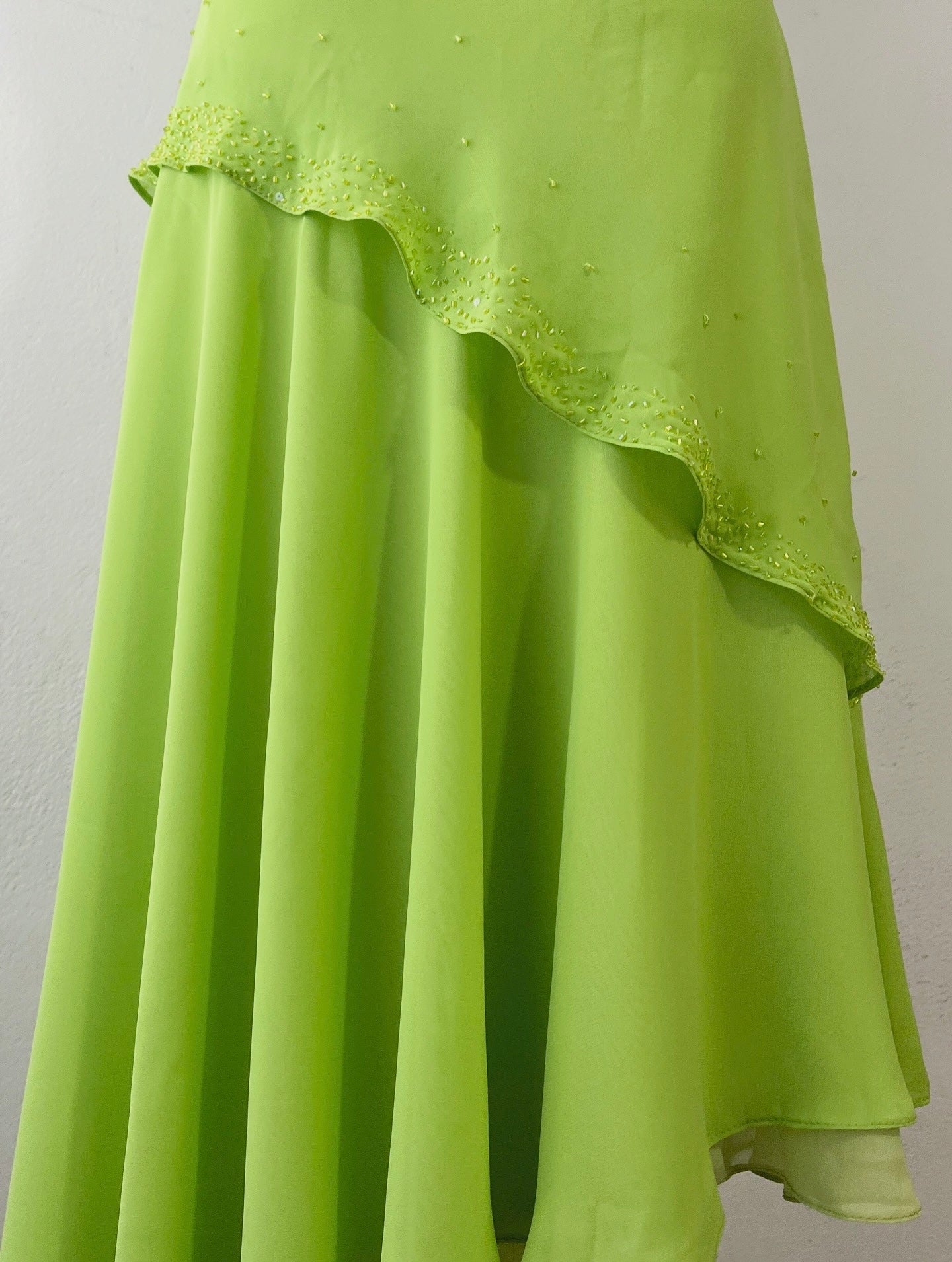 Assymetrical lime green dress