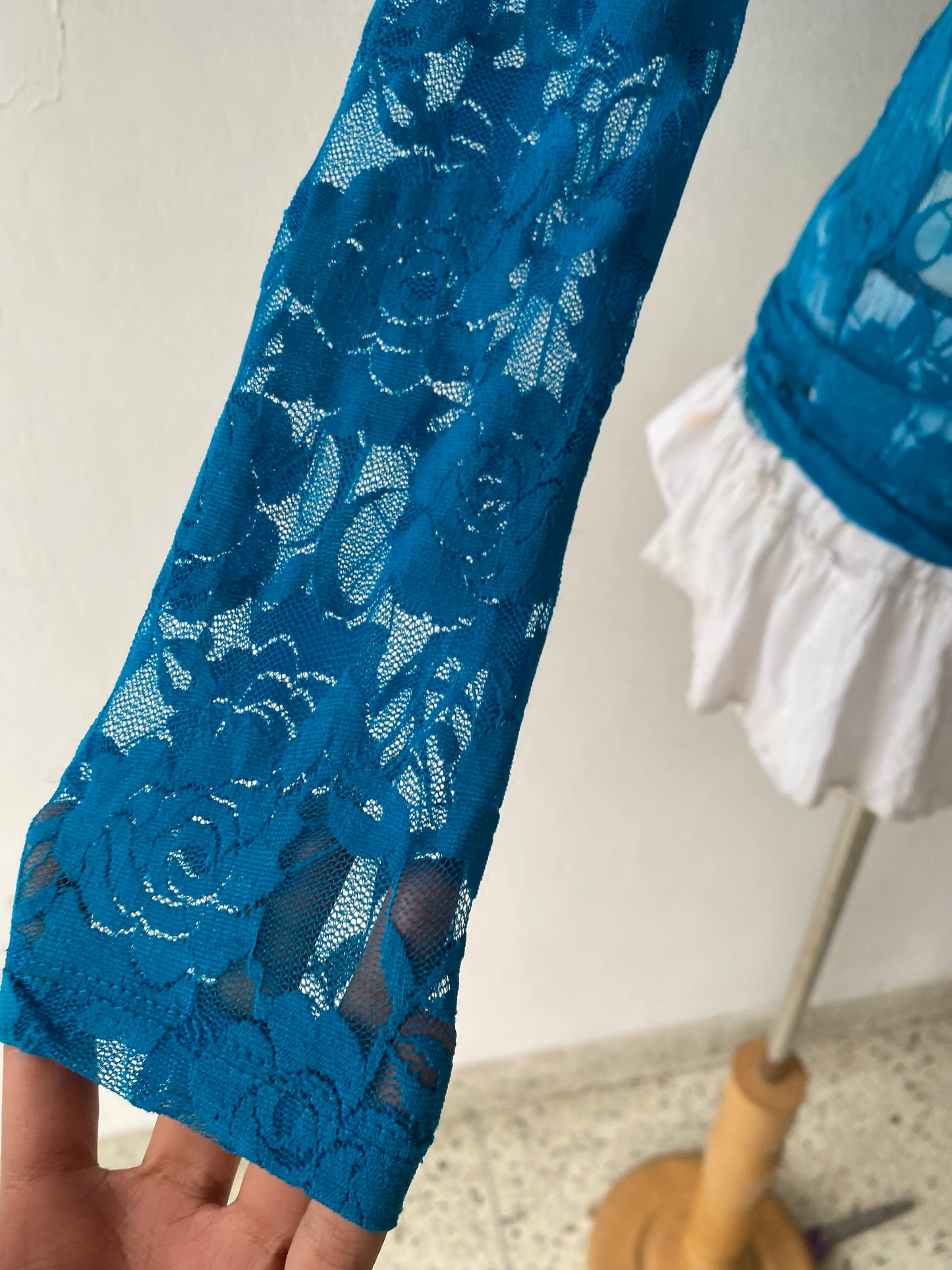 Turquoise lace top