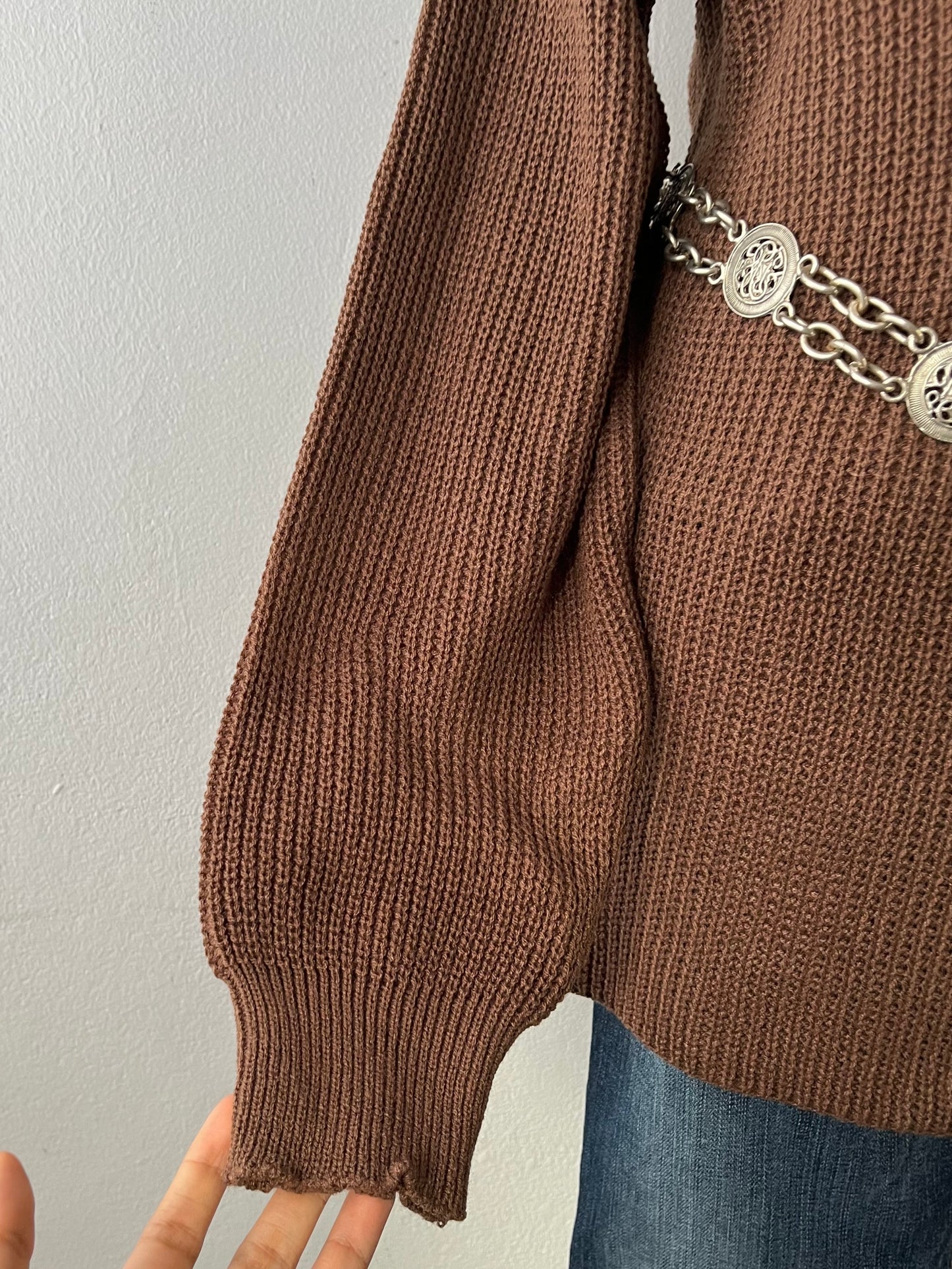 Brown off-the-shoulder sweater