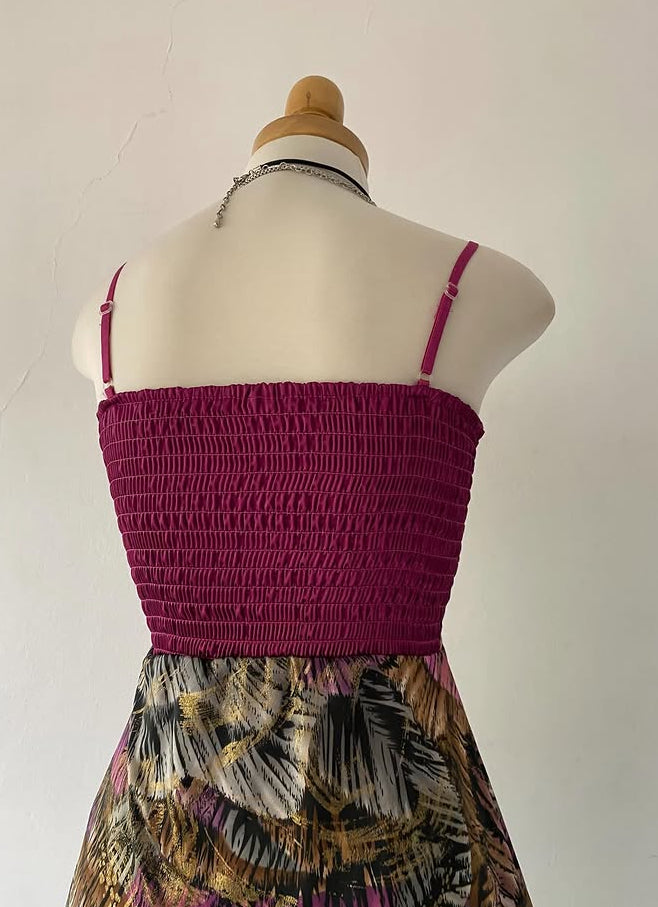 Fuchsia top with iridescent design