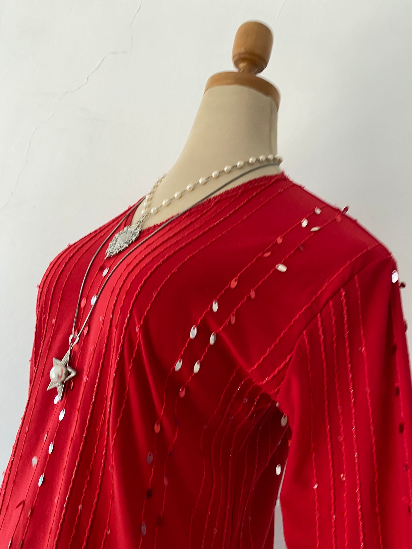 Red top with sequins