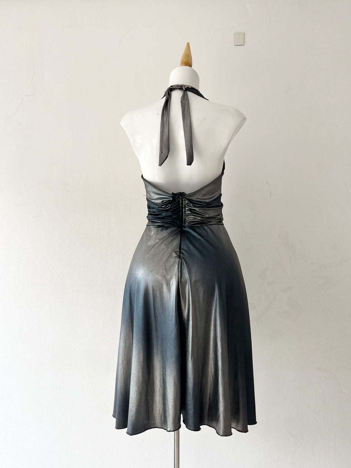 Iridescent halter dress