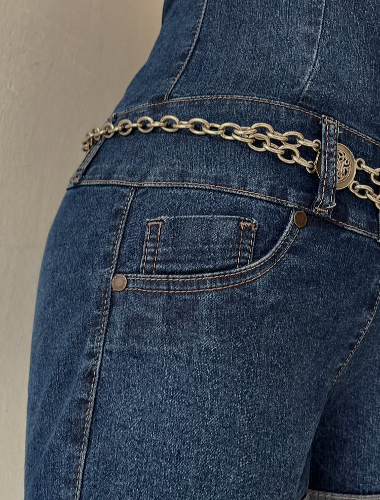Short jean jumpsuit