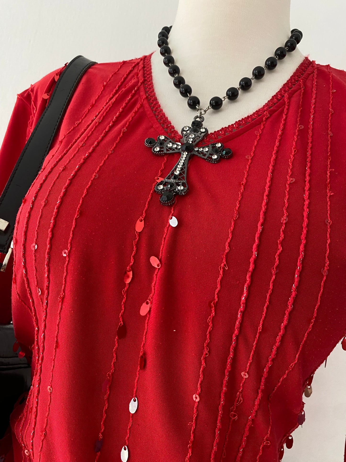 Red top with sequins