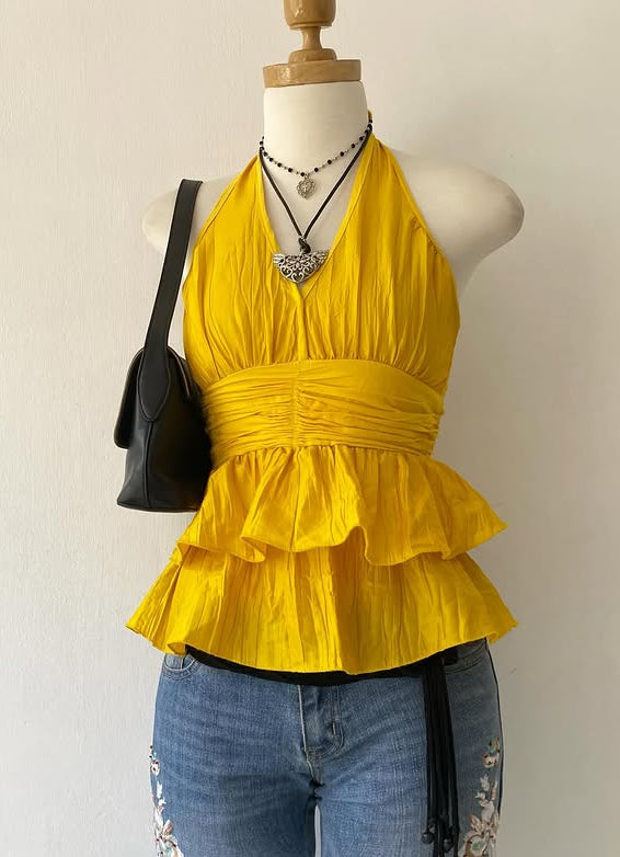 Yellow halter top~size S