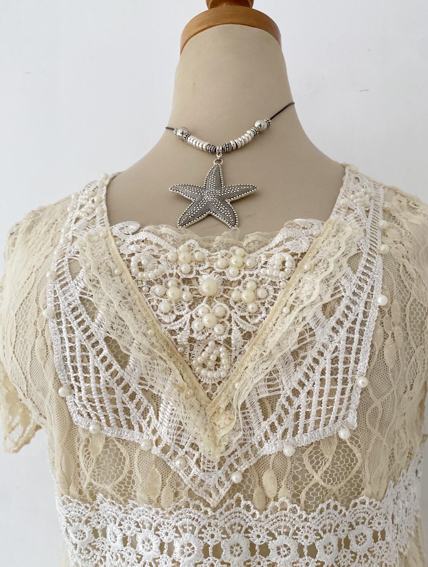 Coquette lace top with pearls