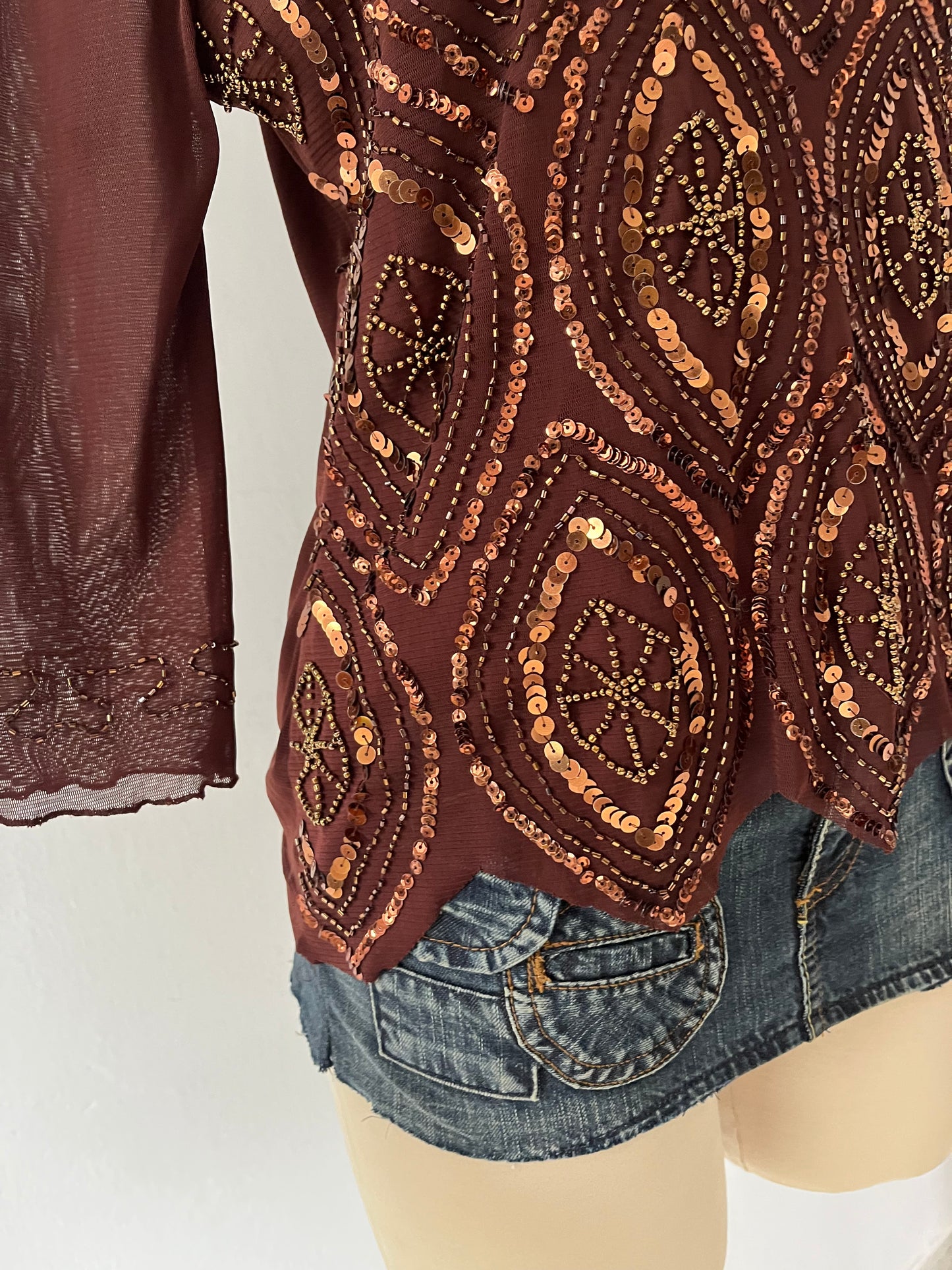 Brown sequin top