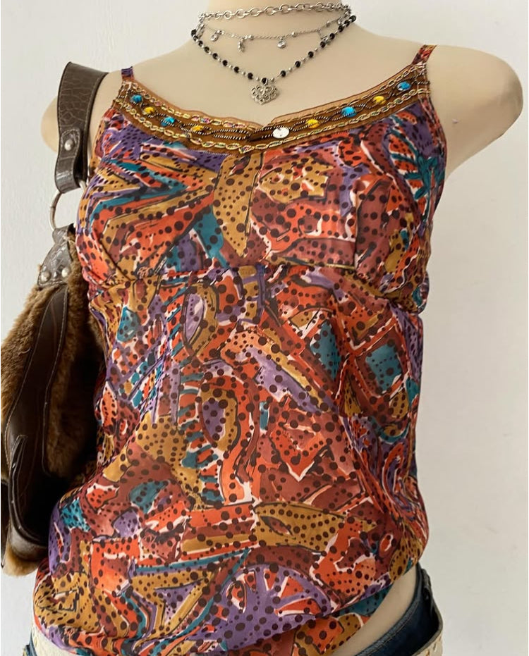 Boho top with sequins-size XS