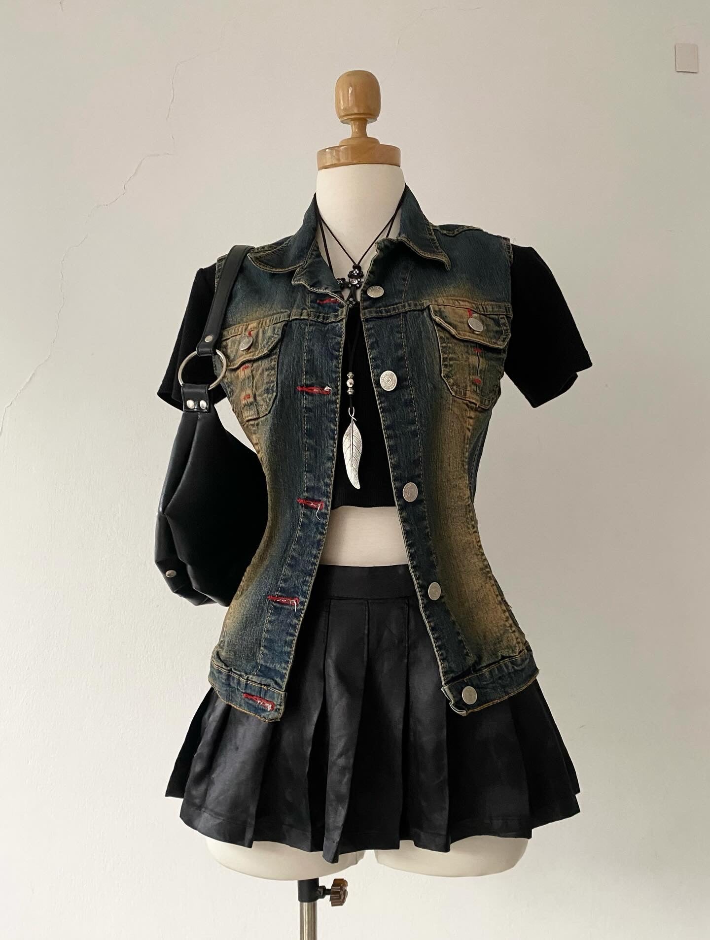 Vest jean grunge