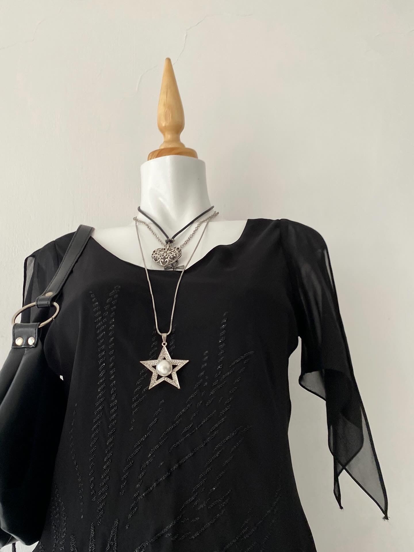 Black asymmetrical fairy top