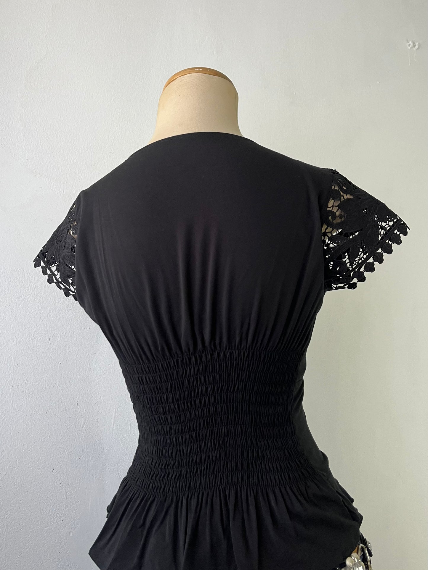 Coquette doll top with lace sleeves