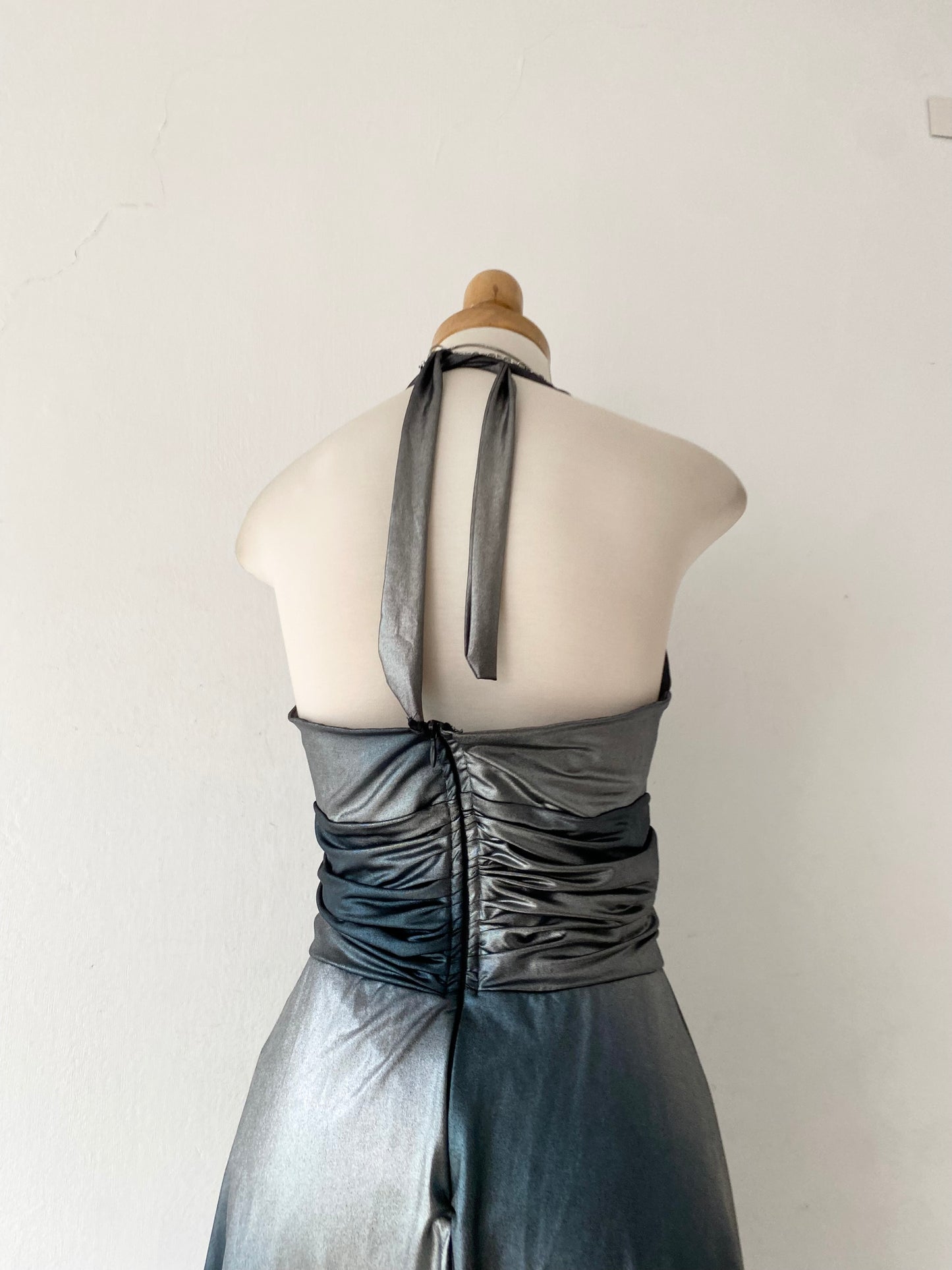 Iridescent halter dress
