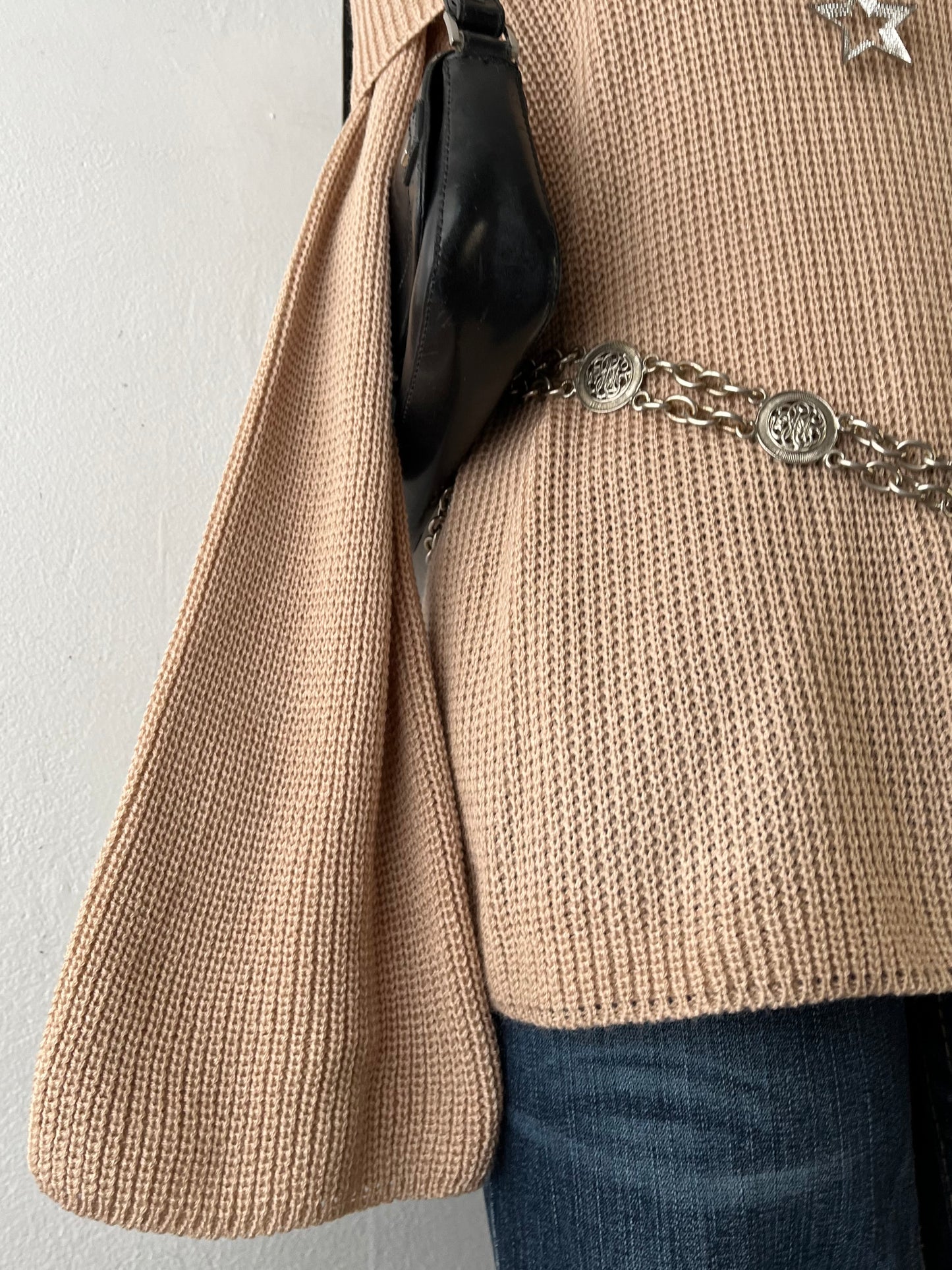 Off-the-shoulder sweater with wide sleeves