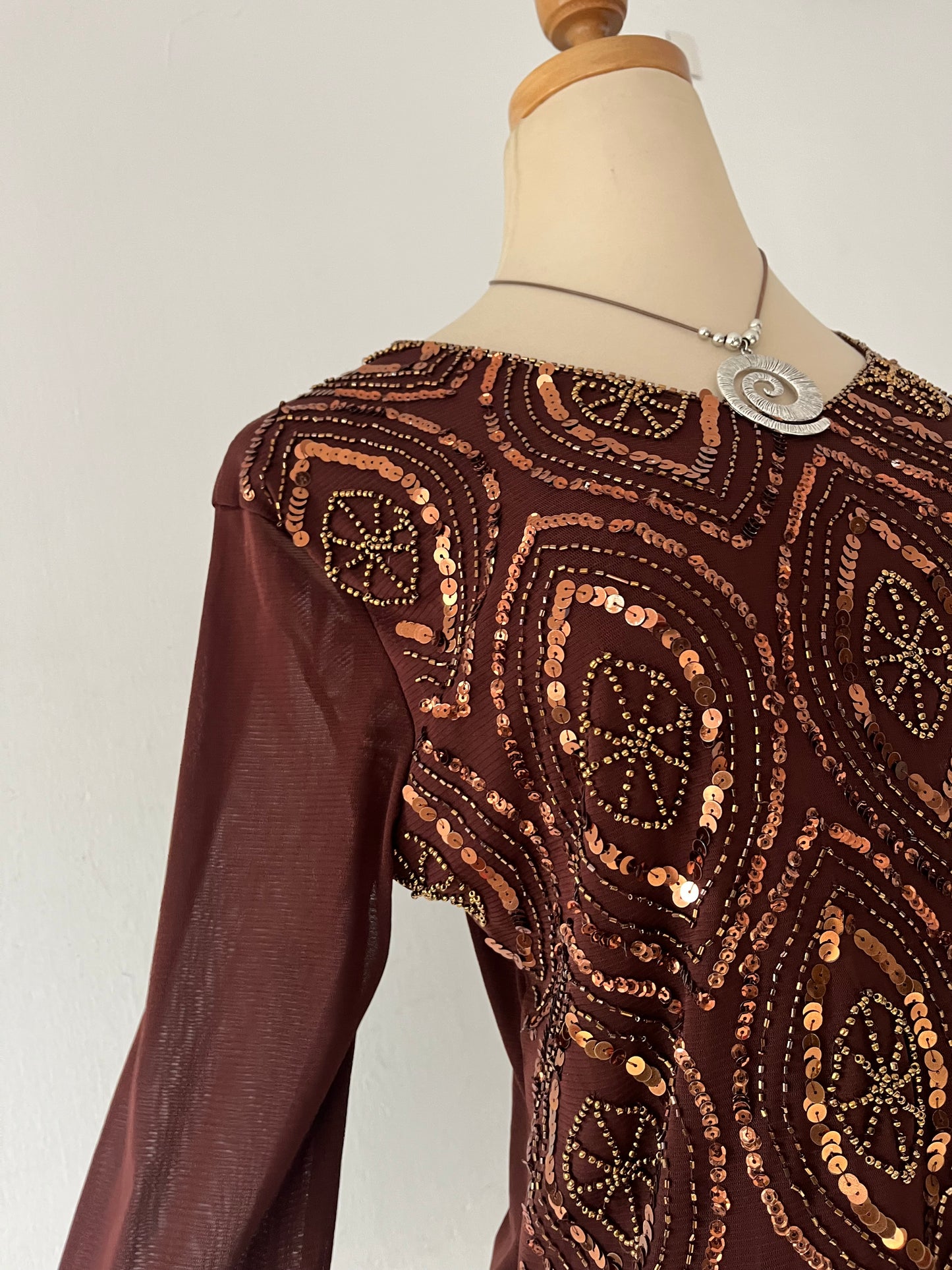 Brown sequin top